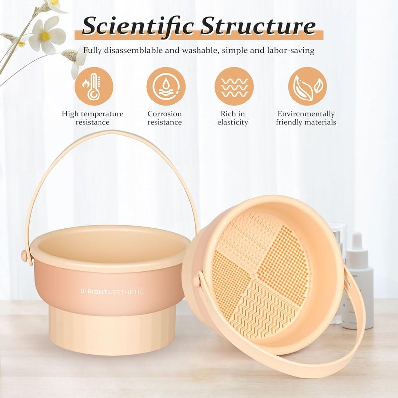 Stadash Makeup Brush Cleaning Mat 3 in 1 Silicone Makeup Brush Cleaner Bowl with Brush Drying Holder Makeup Brush Scrubber for Makeup Brush Makeup Sponge Powder Puff Multicolor - Image 2