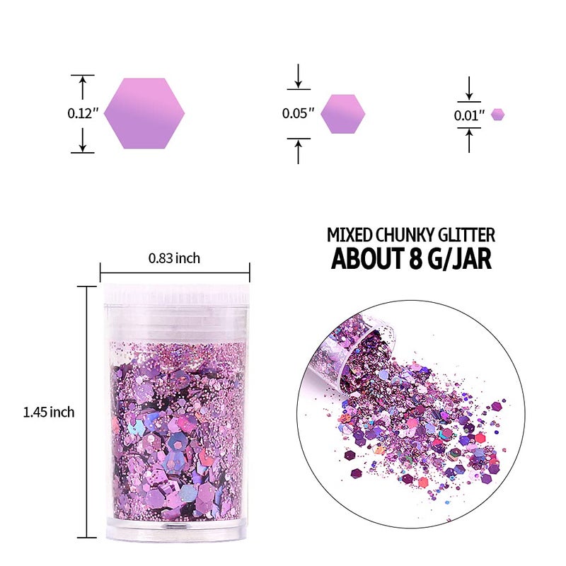 Estanoite Chunky and Fine Glitter Mix, Estanoite 36 Colors Chunky Sequins & Fine Glitter Powder Mix, Cosmetic Makeup Flakes for Face Body Eye Nail Art Resin Epoxy - Image 3