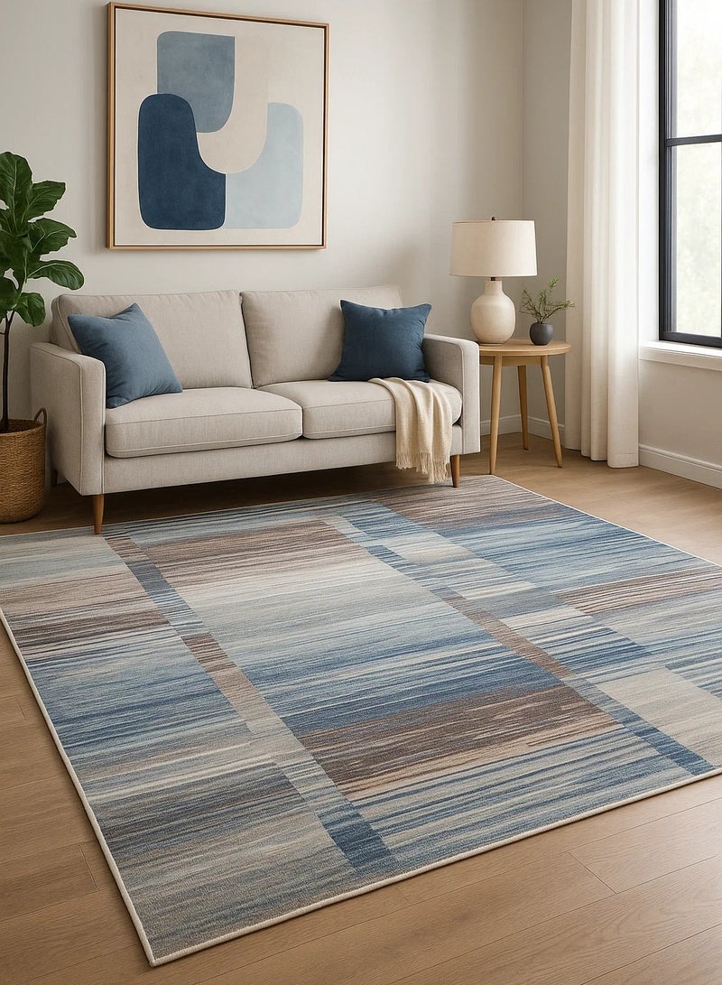 لوفت كندرا، سجادة خارجية، سجادة أريكة، سجادة معيشة، مقاس 230×310 سم، قماش، أزرق/بني، صنع في مصر-502/RN8-X - Image 1