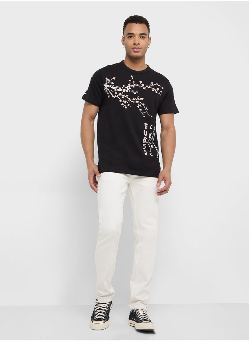 GUESS - Printed Crew Neck Short Sleeve T-Shirt - Image 1