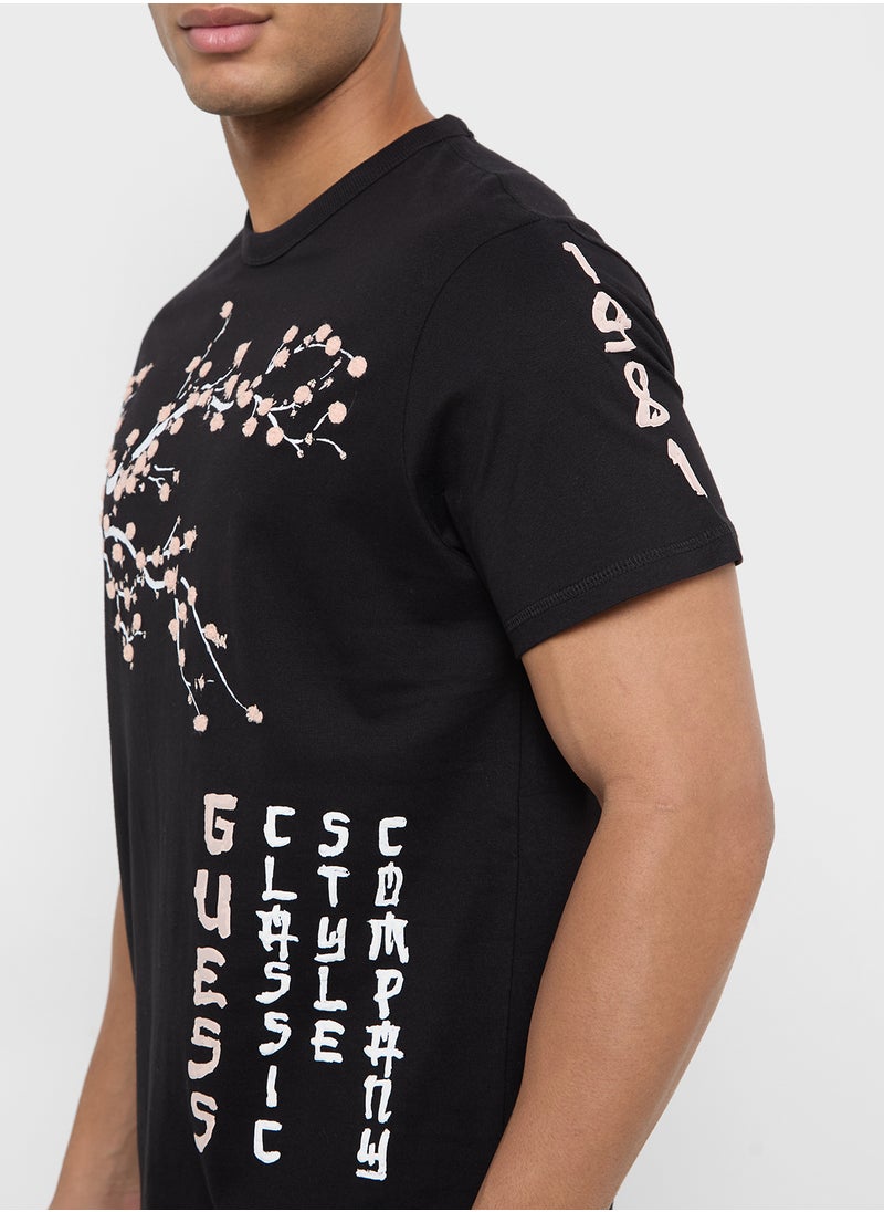 GUESS - Printed Crew Neck Short Sleeve T-Shirt - Image 1