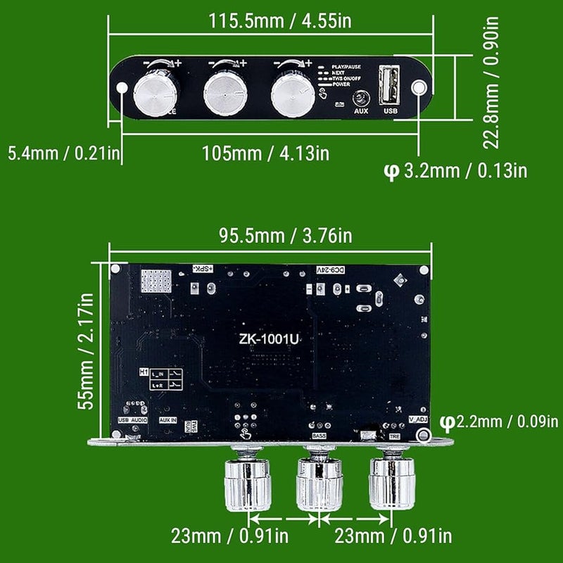 لوحة مكبر صوت أحادي 100 واط مع دائرة تعزيز الاقتران TWS وإدخال USB و AUX لمسرح المنزل - Image 4
