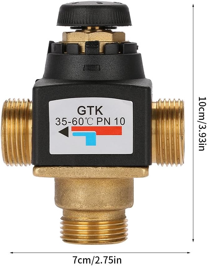 Brass Thermostatic Mixing Valve DN20 3 Way Male Thread for Solar Water Heater - Image 3