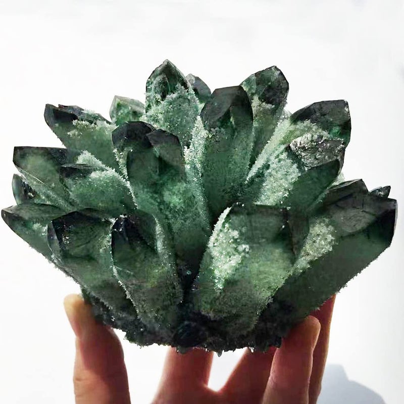 MDYSC Natural Crystal Cluster Clear Quartz Mineral Green Ghost Crystal Cluster Amethsyt Cluster Healing Ornament Green Ghost Cluster 08811lb