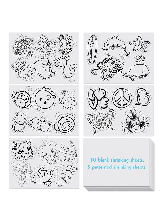 168 Pcs Shrinking Plastic Sheets Kit Includes 15 Shrinking Film Art Paper, Hole Punch, 12 Colored Pencils And 140 Pcs Shrinkles Keychain Jewelry Making Accessories For Kids Craft Supplies