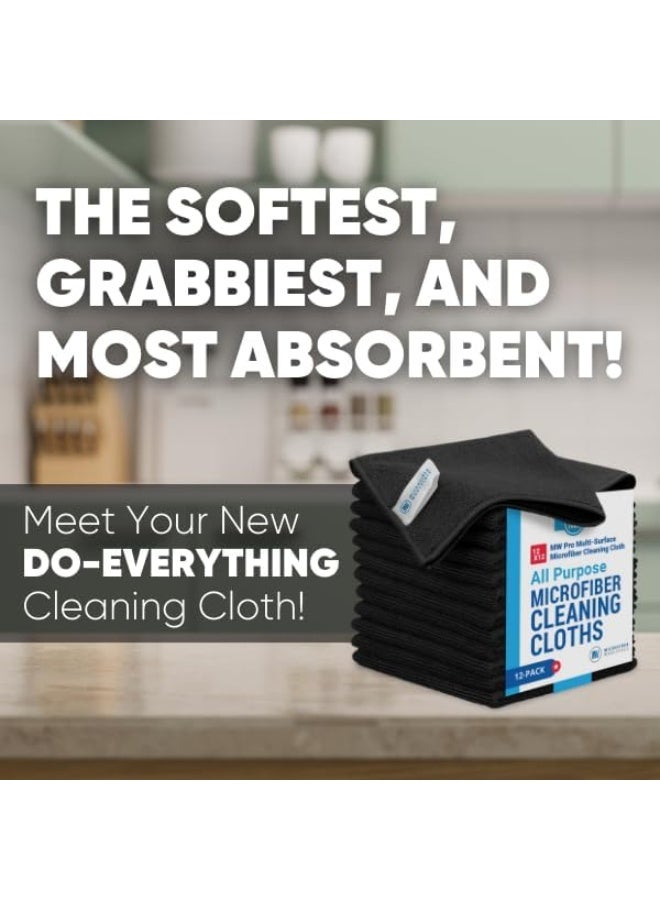 Generic Microfiber 12" X 12" Buff Pro Multi-Surface Microfiber Cleaning Cloths | Black - 13 Pack | Premium Microfiber Towels For Cleaning Glass, Kitchens, Bathrooms, Automotive, Supplies  - Image 5