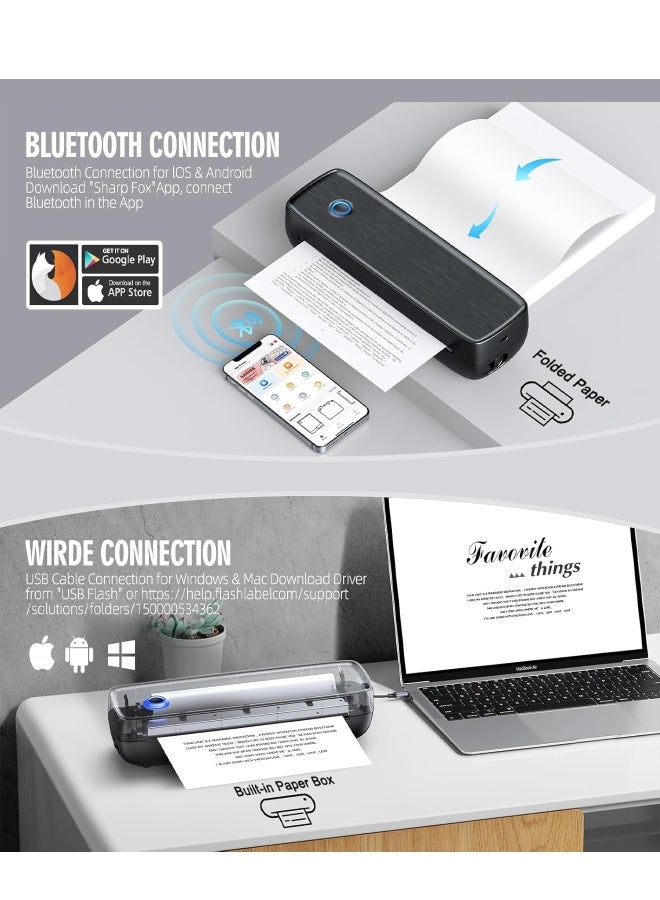 Marklife Portable Wireless Printer, Thermal Printer Support Phone & Laptop, Travel Printer 203 DPI High Resolution, Label Maker, Bluetooth & USB, for Home/Office, Car School, White - Image 5