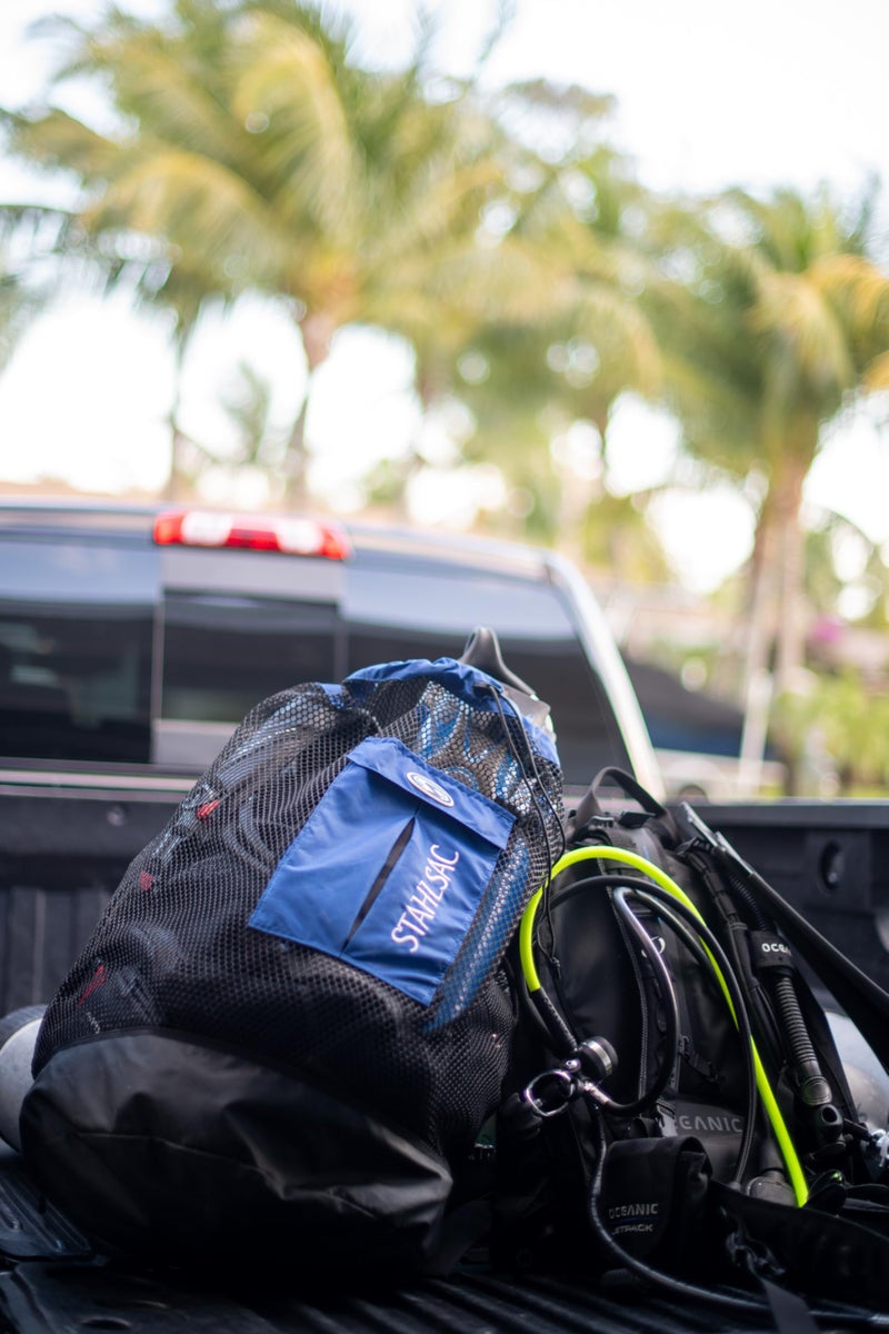 Stahlsac Bonaire Mesh Backpack: Big 142L size, ideal for dive gear, dry pockets, BLUE - Image 2