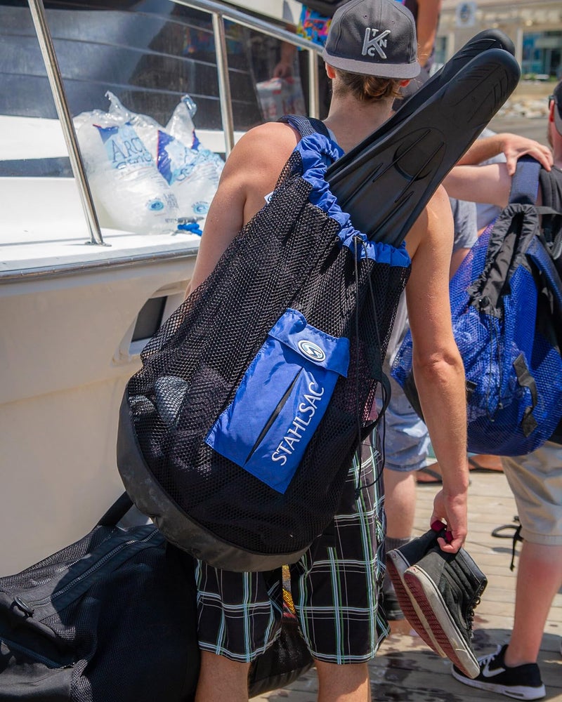 Stahlsac Bonaire Mesh Backpack: Big 142L size, ideal for dive gear, dry pockets, BLUE - Image 3