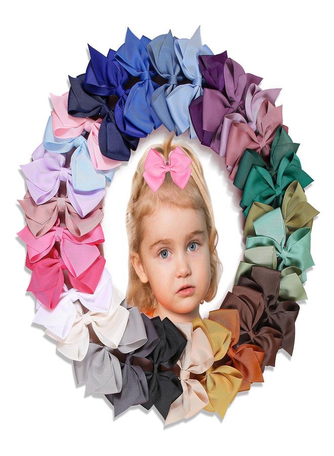 XIMA 30Pcs 4.5" Hair Bows Alligator Clips, Grosgrain Ribbon Bows for Girls, Toddlers, Kids, Women,Hair Accessories - Image 5