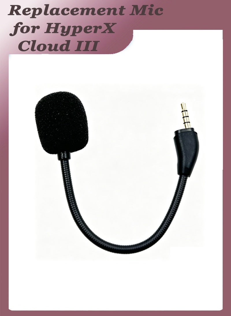 Replacement Mic for HyperX Cloud III, 3.5mm Detachable Gaming Microphone, Noise Cancelling Boom Mic with Foam Cover for HyperX Cloud 3 Headset - Image 1