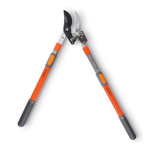 Sharpex Premium Heavy-Duty Carbon Steel Blade Ratchet Bypass Lopper | Adjustable Telescopic Aluminium Handles for Effortless Cutting of Branches Up to 2 Inches (Bright Orange) - Image 1
