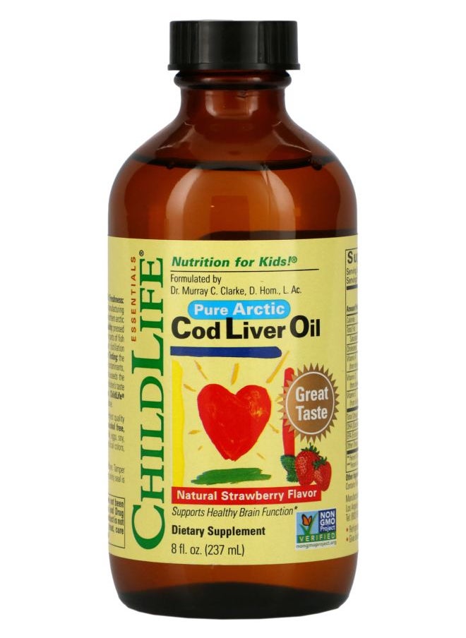 CHILDLIFE ESSENTIALS Pure Arctic Cod Liver Oil Natural Strawberry 8 fl oz (237 ml) 