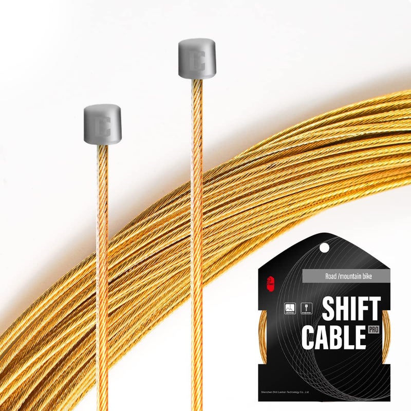 CNC Pro Slick Polished Bike Shifter Cable for Shimano/SRAM，Mountain Bike，Road Bike，MTB Derailleur Cable 1.1x 2500mm，Gold. - Image 2