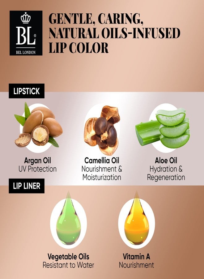 BL Color Matched Lip Liner & Lipstick Set (Coral) - Full-Coverage Argan Long Lasting Lipstick and Lip Liner Set With Natural Oils for Nourishment, Hydration, & Protection - Chemical-Free - Image 3