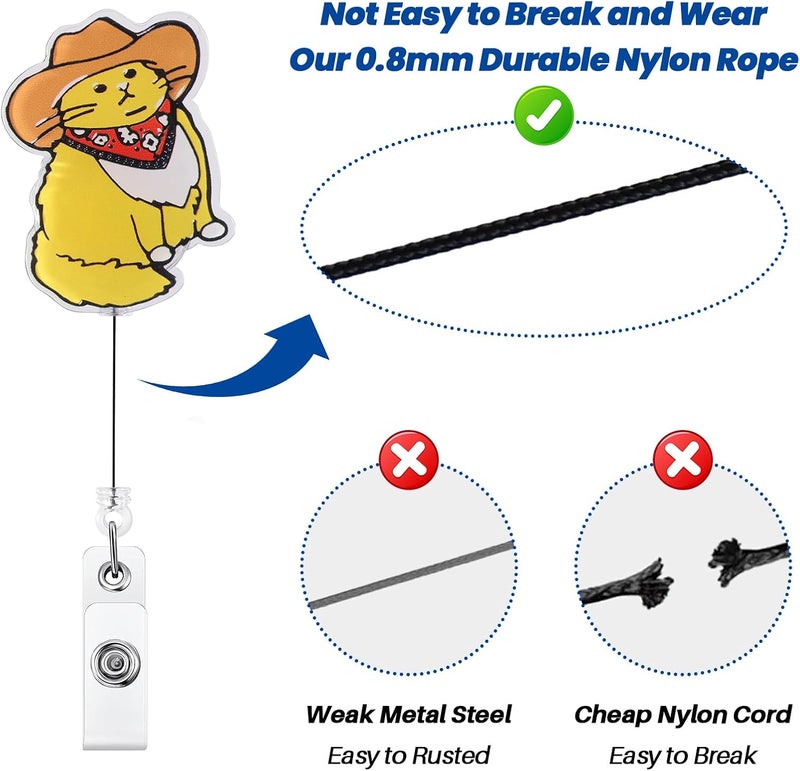 BEZTN Funny Cowboy Cat Nurse Badge Reel, Cute Work Badge Holder with Retractable Clip, Pediatric Badge Buddy, Nursing Student RN LPN CNA MA Medical Worker Teacher Doctor ID Name Badge Clip Accessories - Image 5