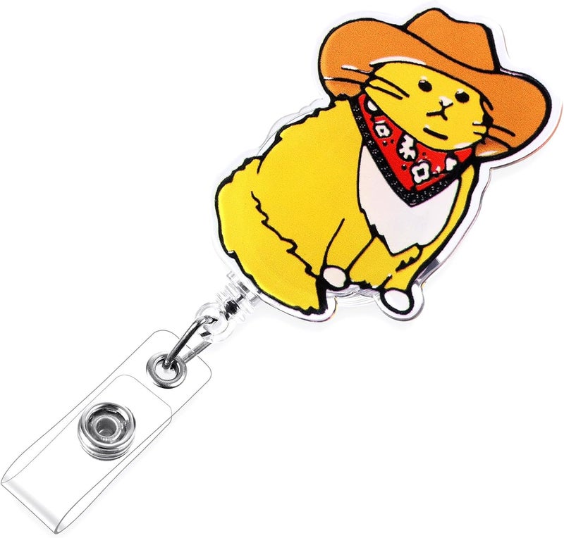 BEZTN Funny Cowboy Cat Nurse Badge Reel, Cute Work Badge Holder with Retractable Clip, Pediatric Badge Buddy, Nursing Student RN LPN CNA MA Medical Worker Teacher Doctor ID Name Badge Clip Accessories - Image 1