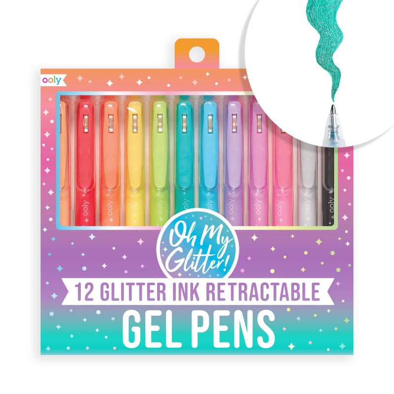 Ooly Oh My Glitter Gel Pens - Set of 12 Cute School and Art Supplies for Girls, Planner Pen with Comfort Grip, Ideal Retractable Glitter Pens for Decorations & Office Use - Image 1