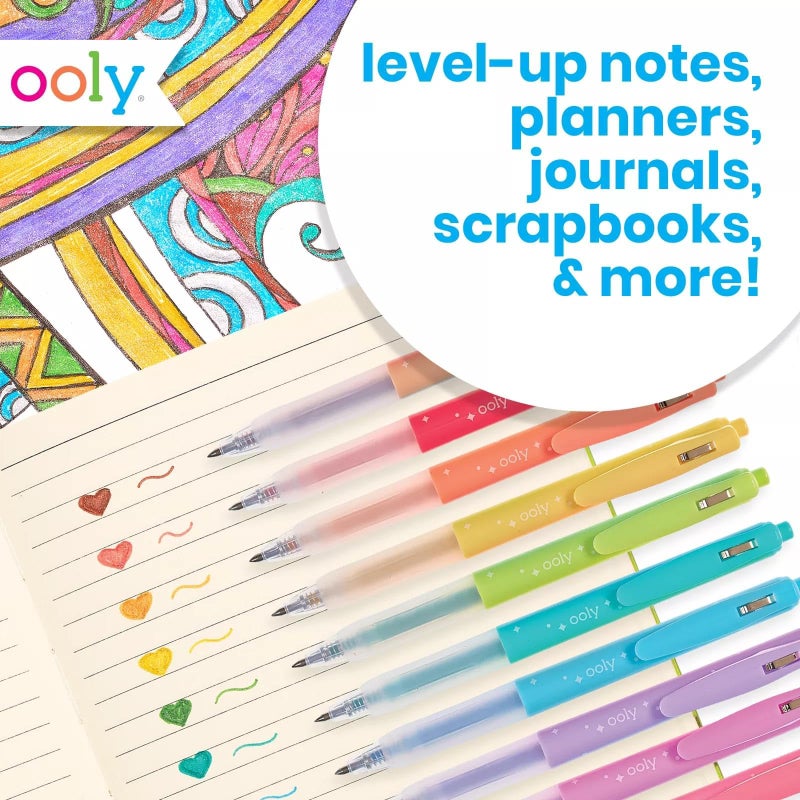 Ooly Oh My Glitter Gel Pens - Set of 12 Cute School and Art Supplies for Girls, Planner Pen with Comfort Grip, Ideal Retractable Glitter Pens for Decorations & Office Use - Image 5