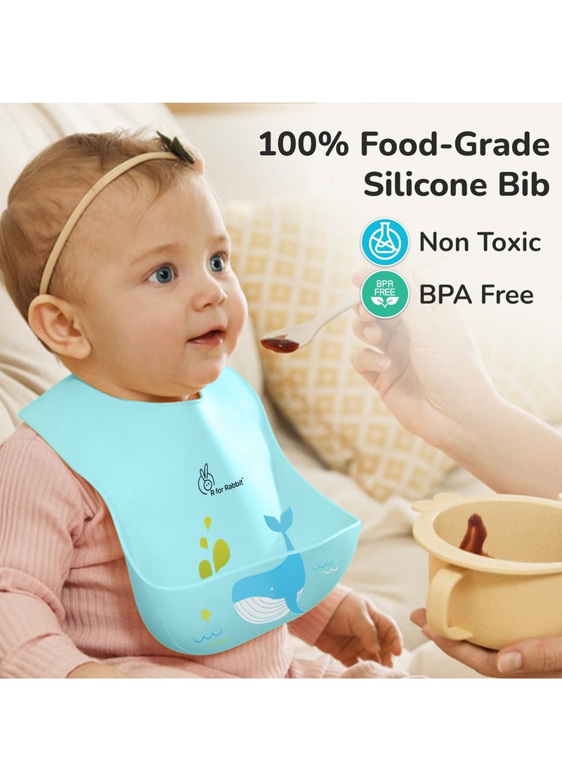 R for Rabbit Safari Silicone Bib for Baby Food Feeding - Image 3
