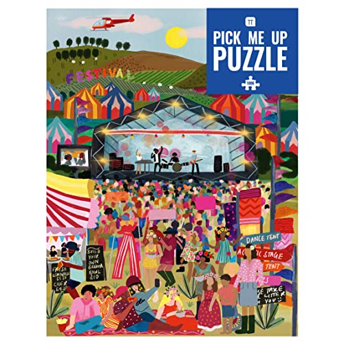 Talking Tables 1000 Piece Music Festival Puzzle for Adults with Matching Poster & Trivia Sheet | Colorful Jigsaw Illustrated Design, Birthday Present, Gifts Lovers, Coachella, Blue, PUZZ-PMU-Festival - Image 1