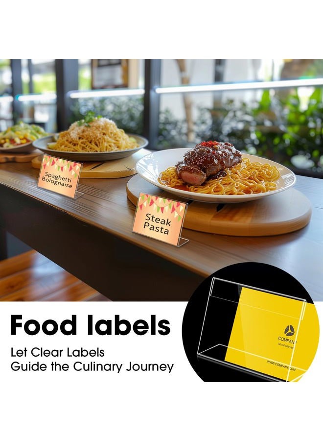 Daletu 20 PCS 3.5 x 2.5 inch Small Acrylic Sign Holder, Mini Acrylic Food Signs Labels for Party Buffet, Retail Price Display Holder, Clear Plastic Counter Top Stand for Place Cards, Name Card, Wedding Signs - Image 3