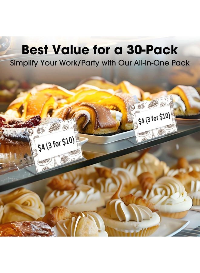 Daletu 20 PCS 3.5 x 2.5 inch Small Acrylic Sign Holder, Mini Acrylic Food Signs Labels for Party Buffet, Retail Price Display Holder, Clear Plastic Counter Top Stand for Place Cards, Name Card, Wedding Signs - Image 5