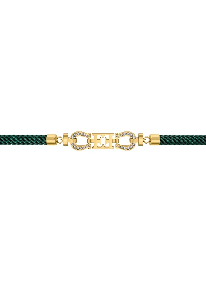 ESCADA Zoe Gold Stainless Steel and Green Silk Cord Bracelet for Women