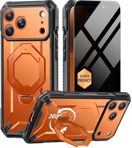 TONGATE for iPhone 17 Pro Max Case with 360 Spin Magnetic Stand Compatible with MagSafeMilitaryGrade Protection with Privacy Screen Protector Camera Control Cover for iPhone 17 ProMaxOrange - Image 1