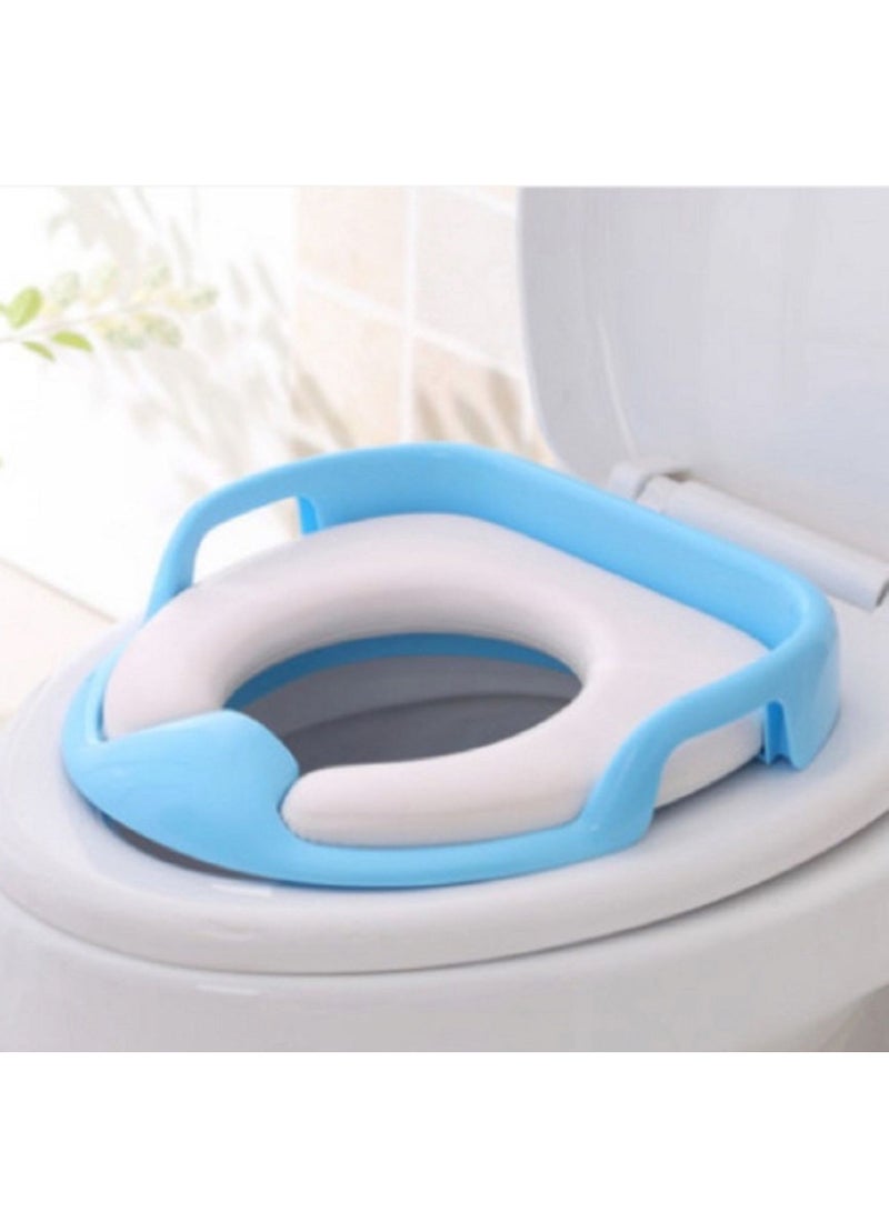 HEXAR مقعد تواليت للأطفال آمن وناعم مع مقبضين لتدريب الحمام (أزرق) - Image 3
