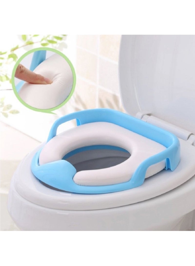 HEXAR مقعد تواليت للأطفال آمن وناعم مع مقبضين لتدريب الحمام (أزرق) - Image 4