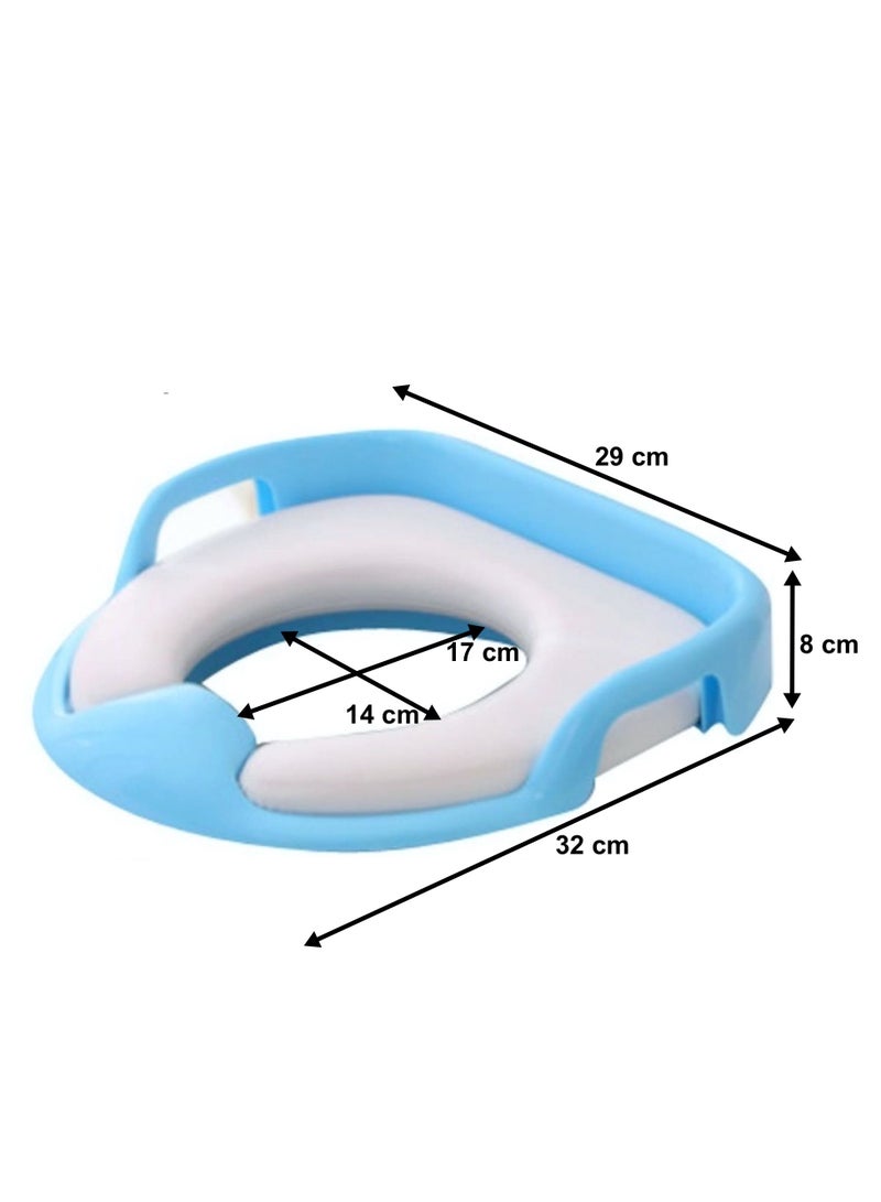 HEXAR مقعد تواليت للأطفال آمن وناعم مع مقبضين لتدريب الحمام (أزرق) - Image 2