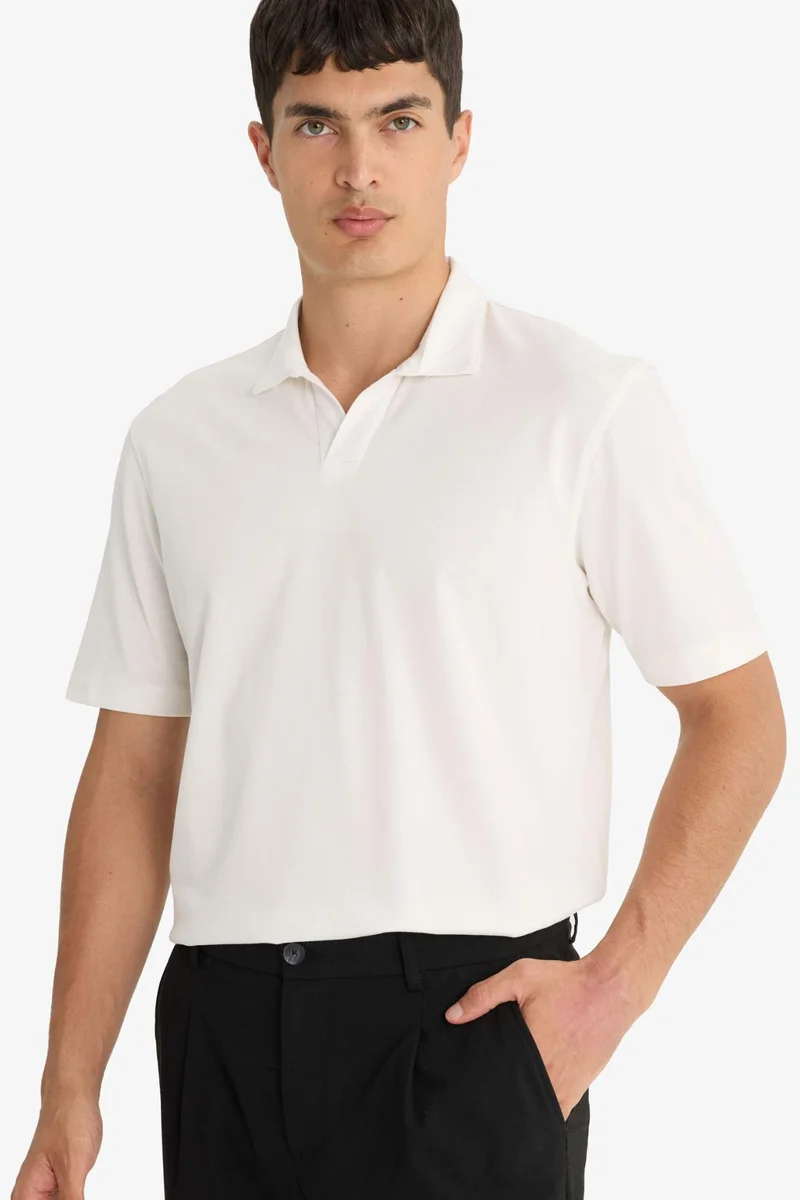 ديفاكتو Regular Fit Resort Neck Short Sleeve Polo T-Shirt