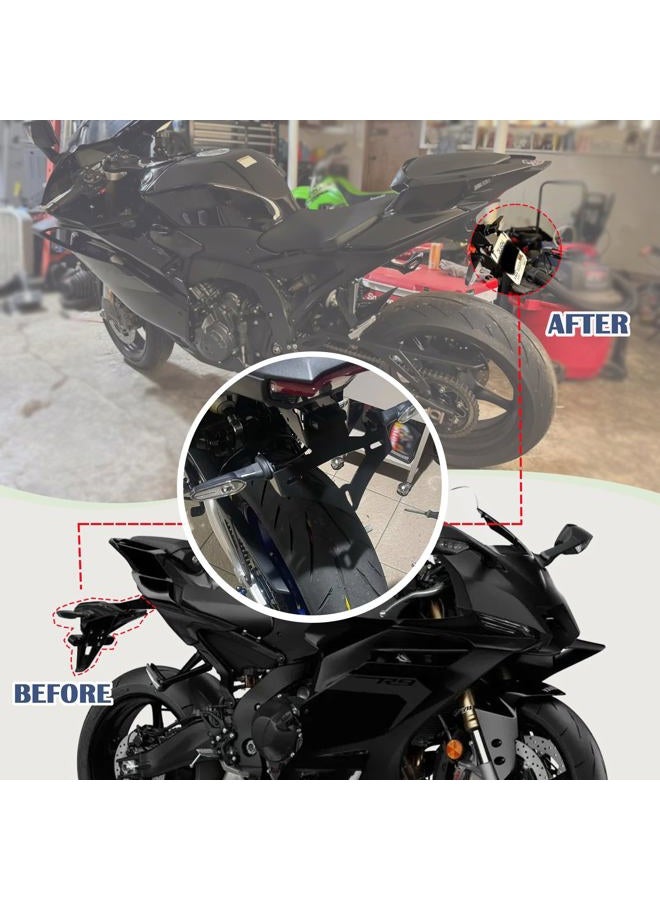 GZDLMoto Motorcycle Fender Eliminator Kit, Tail Tidy, License Plate Holder for Yamaha MT09/FZ09/MT09 SP/Tracer 900 2024-2025, Black CNC Aluminum, With LED - Image 4