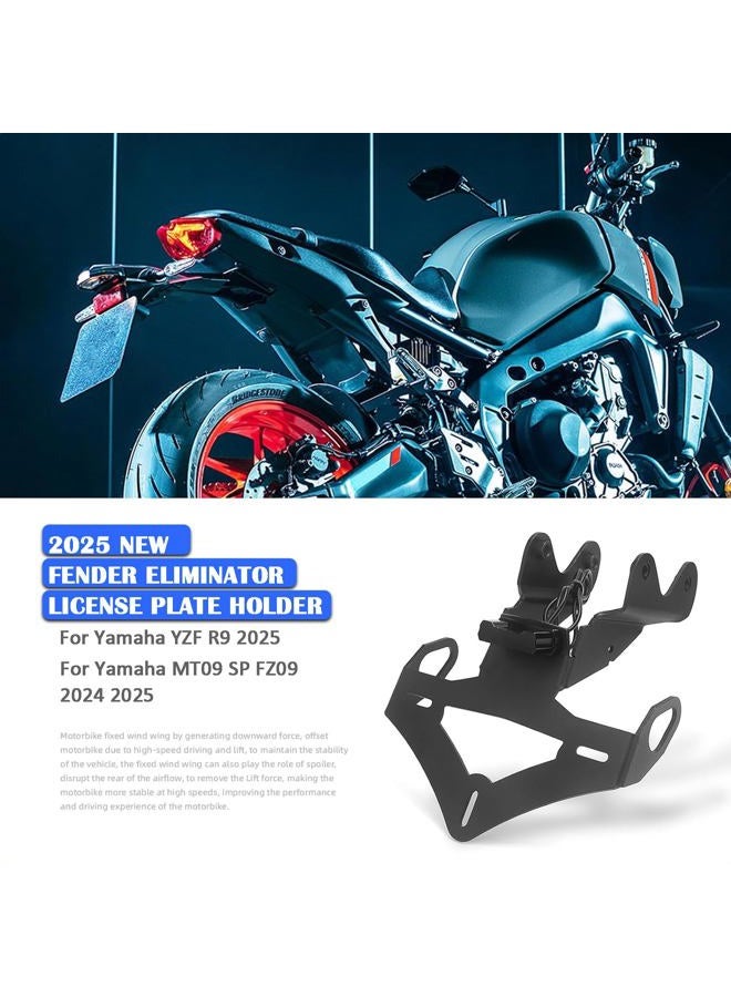 GZDLMoto Motorcycle Fender Eliminator Kit, Tail Tidy, License Plate Holder for Yamaha MT09/FZ09/MT09 SP/Tracer 900 2024-2025, Black CNC Aluminum, With LED - Image 3