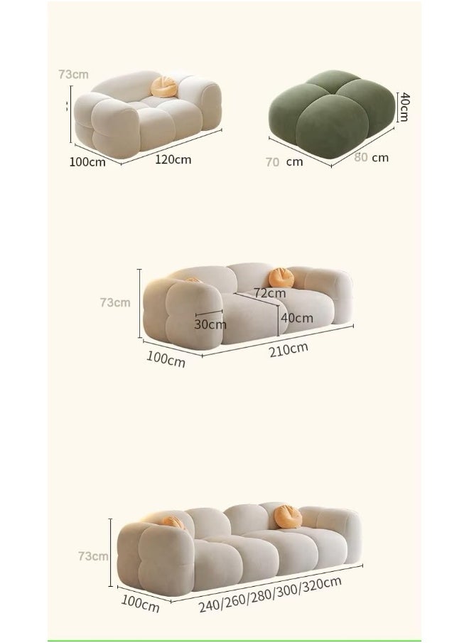 Poppins Home Poppins HOME Popular Sofa Set Furniture Living Room Sofa Modern Luxury Soft Velvet White Design Couch Cloud Elegant Fabric Sofa for Home (Beige+ Green, 2 Seater)  - Image 2