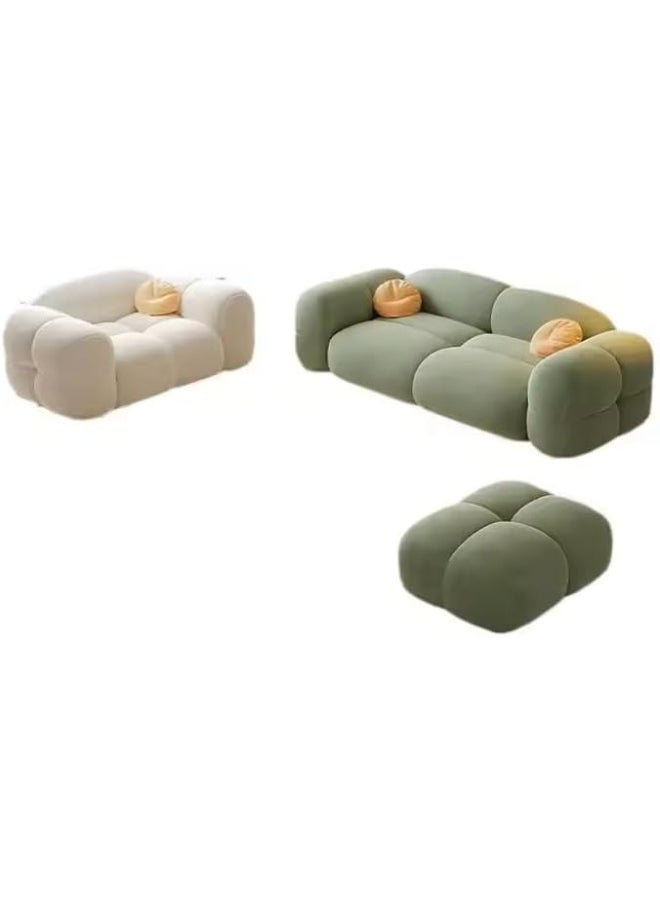 Poppins Home Poppins HOME Popular Sofa Set Furniture Living Room Sofa Modern Luxury Soft Velvet White Design Couch Cloud Elegant Fabric Sofa for Home (Beige+ Green, 2 Seater)  - Image 3