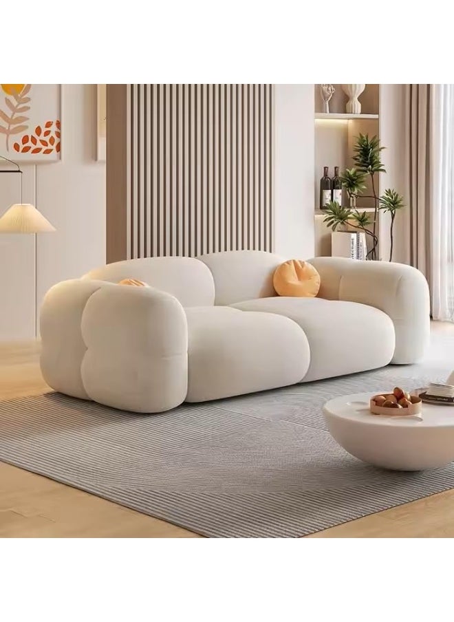 Poppins Home Poppins HOME Popular Sofa Set Furniture Living Room Sofa Modern Luxury Soft Velvet White Design Couch Cloud Elegant Fabric Sofa for Home (Beige+ Green, 2 Seater)  - Image 1