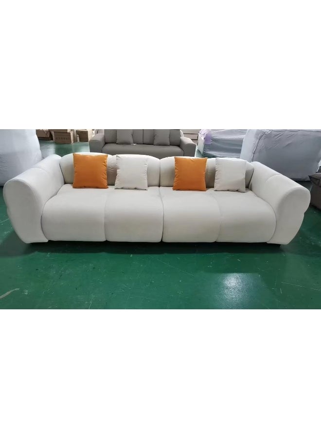 Poppins Home Poppins HOME Popular Sofa Set Furniture Living Room Sofa Modern Luxury Soft Velvet White Design Couch Cloud Elegant Fabric Sofa for Home (Beige+ Green, 2 Seater)  - Image 5