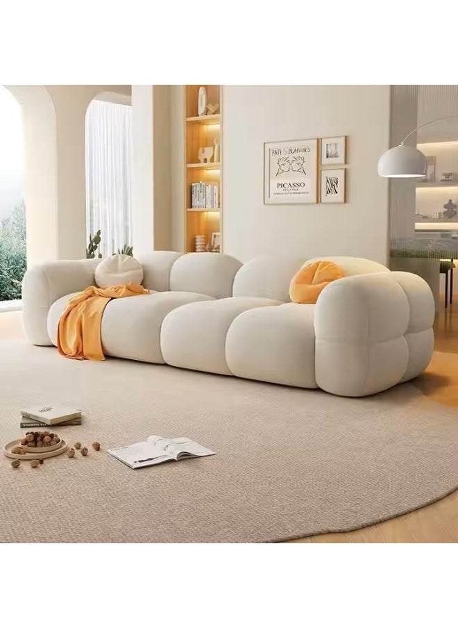 Poppins Home Poppins HOME Popular Sofa Set Furniture Living Room Sofa Modern Luxury Soft Velvet White Design Couch Cloud Elegant Fabric Sofa for Home (Beige+ Green, 2 Seater)  - Image 4