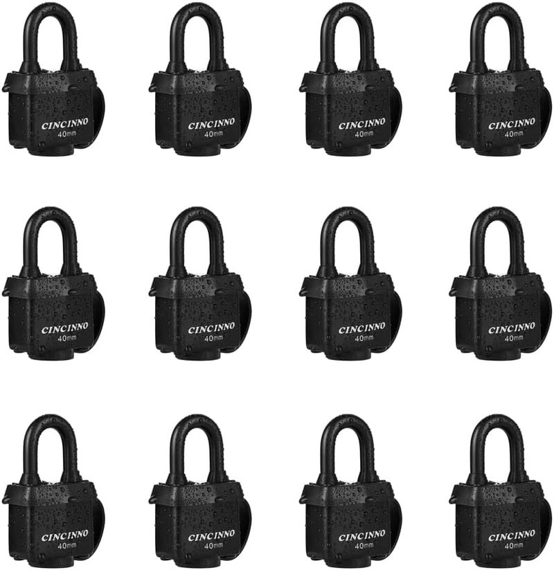 CINCINNO 40mm Padlock with Key,Weatherproof Laminated Steel Locks with Keys,Heavy Duty Keyed Alike Padlocks for Outdoor Use,12 Pack - Image 1
