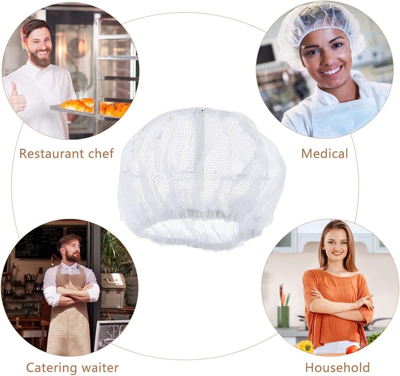 VOSAREA 10pcs Anti-Static Breathable Chef Hats Adjustable Food Service Hair Caps Unisex Kitchen Cooking Work Beanie White - Image 3