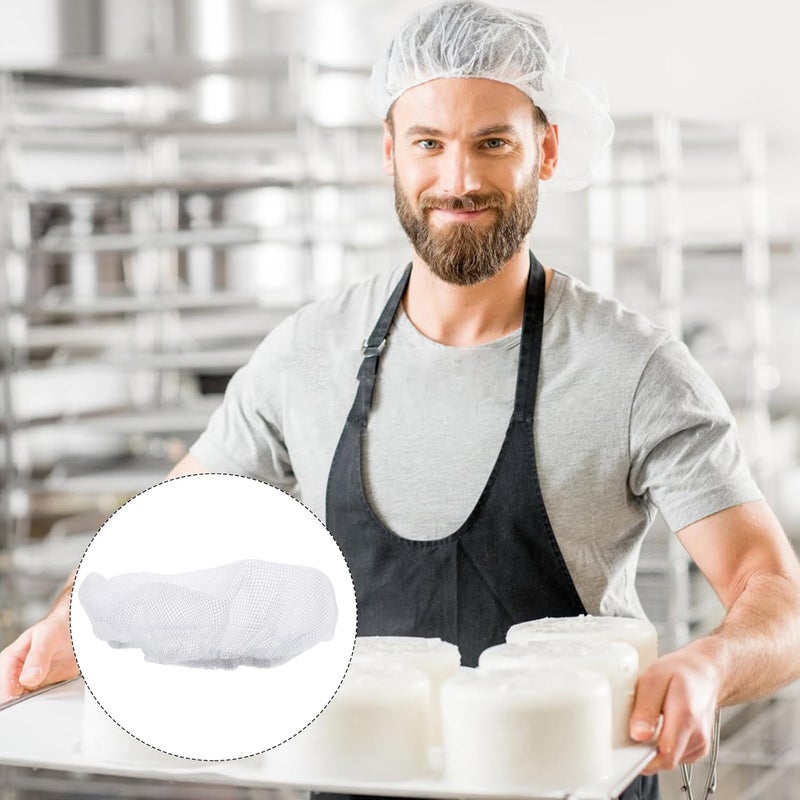 VOSAREA 10pcs Anti-Static Breathable Chef Hats Adjustable Food Service Hair Caps Unisex Kitchen Cooking Work Beanie White - Image 5