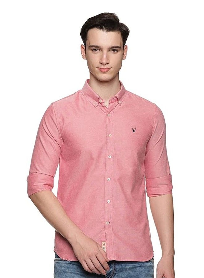 U.S. ELK Men's Button Down Shirt | Casual Slim Fit Shirt | Long Sleeve Oxford Shirts For Men | Smart Fit Cuff - Oxford Red  - Image 1