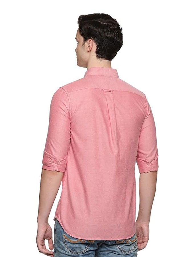U.S. ELK Men's Button Down Shirt | Casual Slim Fit Shirt | Long Sleeve Oxford Shirts For Men | Smart Fit Cuff - Oxford Red  - Image 4
