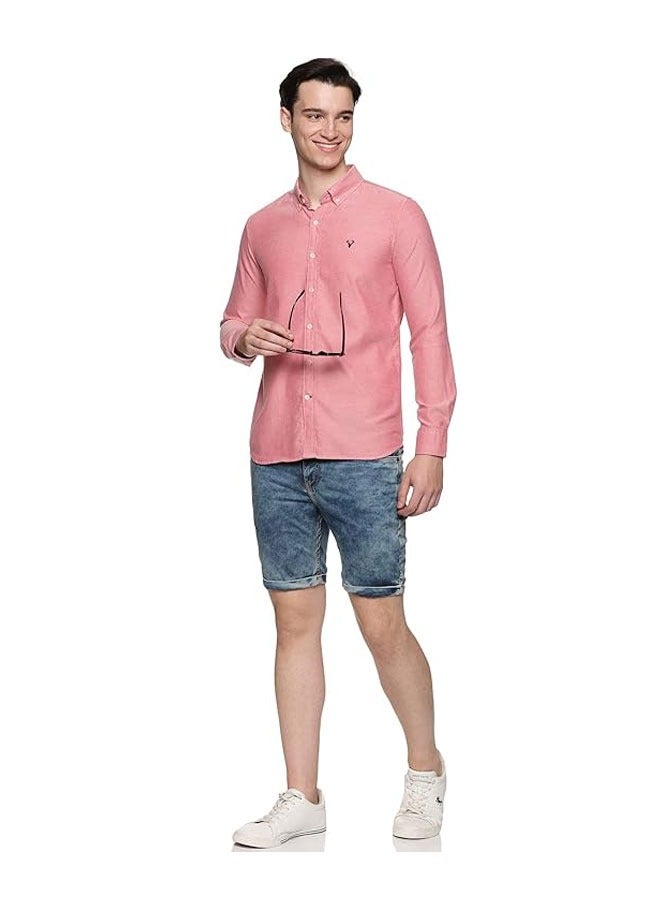 U.S. ELK Men's Button Down Shirt | Casual Slim Fit Shirt | Long Sleeve Oxford Shirts For Men | Smart Fit Cuff - Oxford Red - Image 4