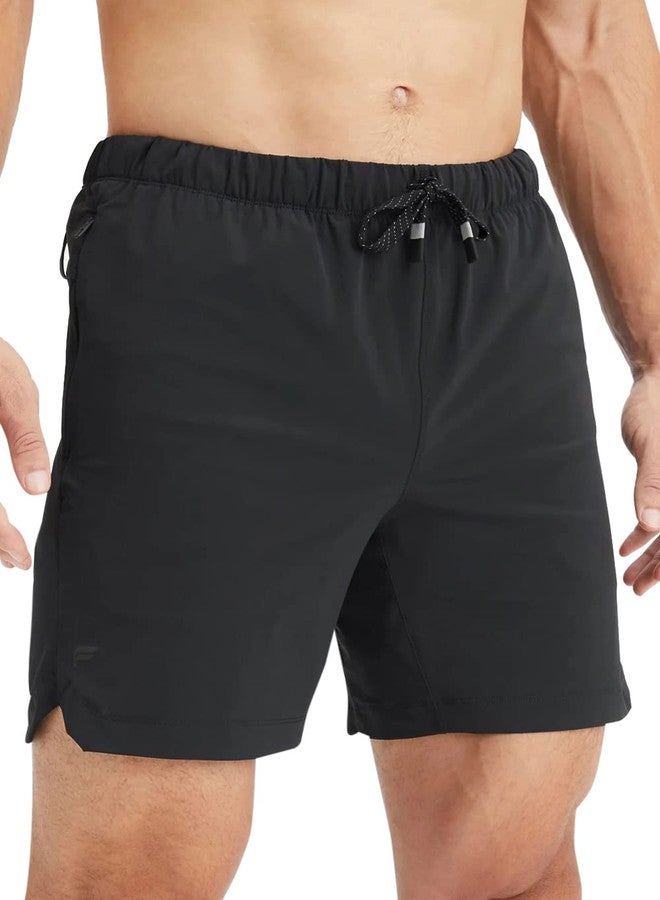 Fabletics Men's The One Short (Unlined), Training, Swimming, Lightweight, Quick-Dry, Zip Pocket, Stretch Woven, 5" Inseam, L, Black - Image 1