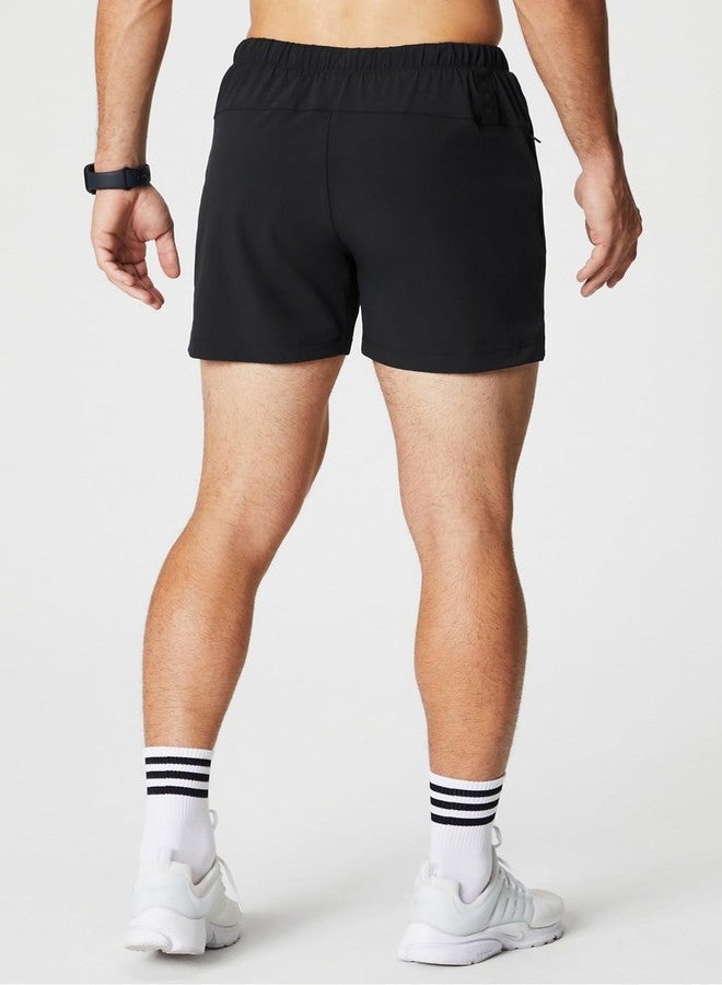 Fabletics Men's The One Short (Unlined), Training, Swimming, Lightweight, Quick-Dry, Zip Pocket, Stretch Woven, 5" Inseam, L, Black - Image 4