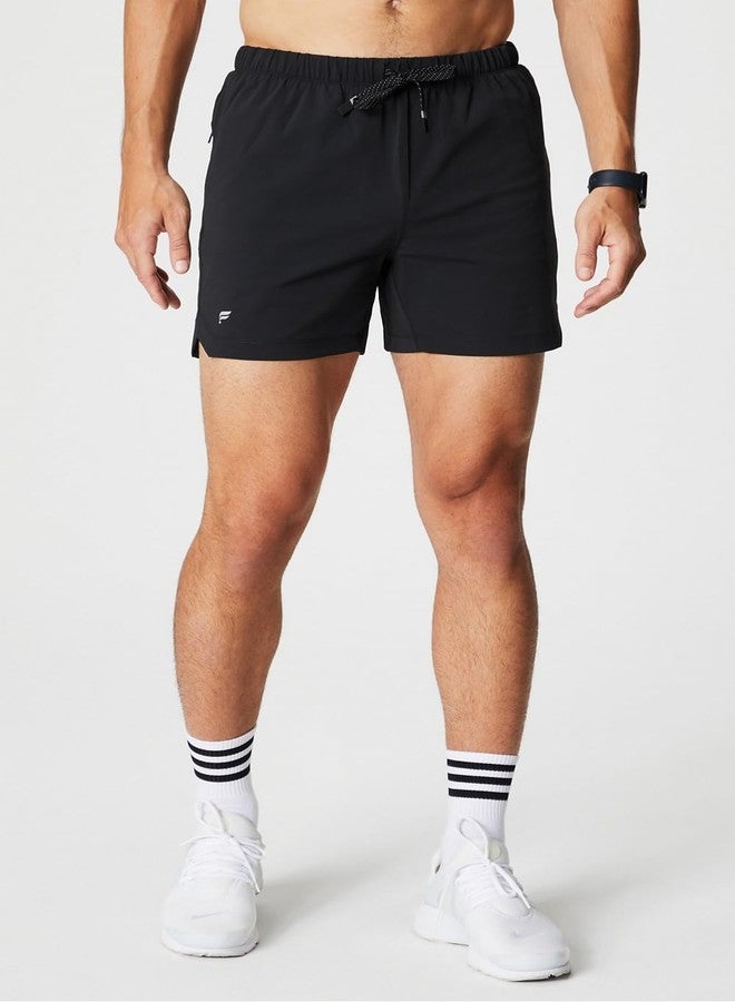 Fabletics Men's The One Short (Unlined), Training, Swimming, Lightweight, Quick-Dry, Zip Pocket, Stretch Woven, 5" Inseam, L, Black - Image 3