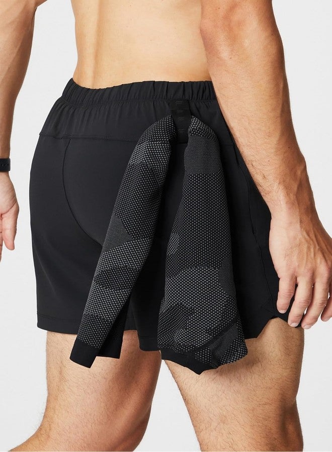 Fabletics Men's The One Short (Unlined), Training, Swimming, Lightweight, Quick-Dry, Zip Pocket, Stretch Woven, 5" Inseam, L, Black - Image 2